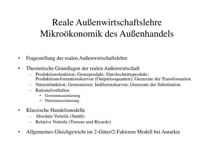 reale au enwirtschaftslehre mikro konomik des au enhandels