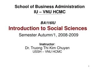 BA116IU Introduction to Social Sciences Semester Autumn/1, 2008-2009