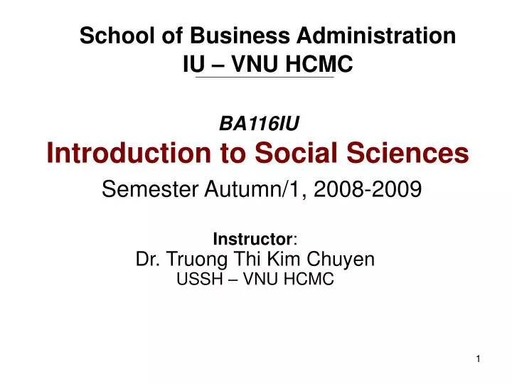 ba116iu introduction to social sciences semester autumn 1 2008 2009
