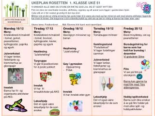 ukeplan rosetten 1 klasse uke 51