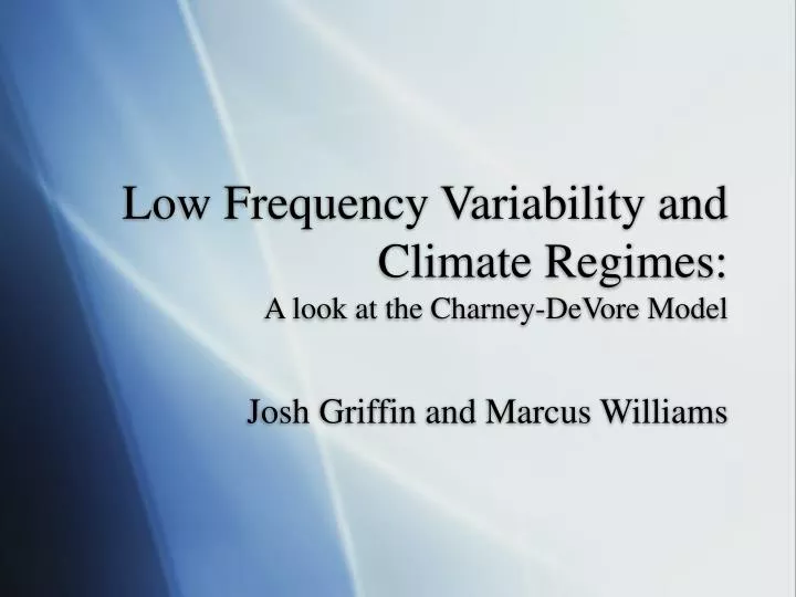 low frequency variability and climate regimes a look at the charney devore model