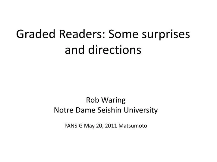 graded readers some surprises and directions