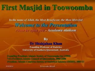 First Masjid in Toowoomba