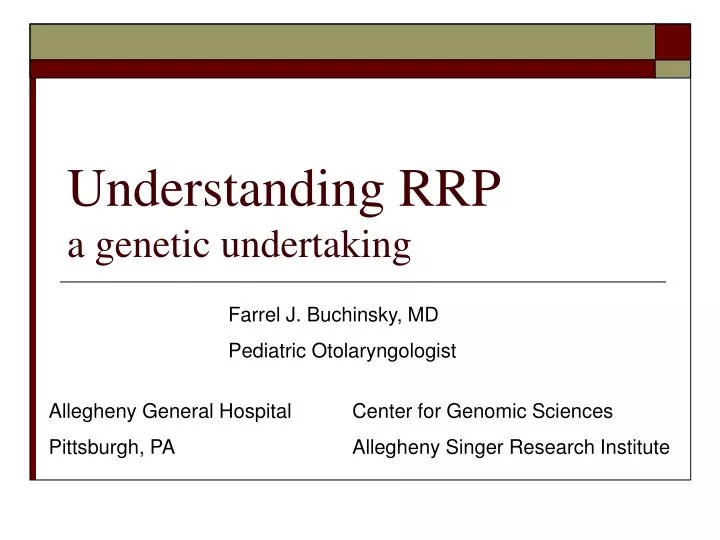 understanding rrp a genetic undertaking