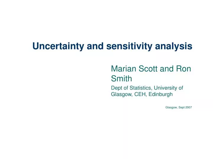 uncertainty and sensitivity analysis