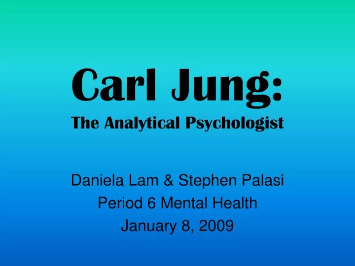 carl jung the analytical psychologist