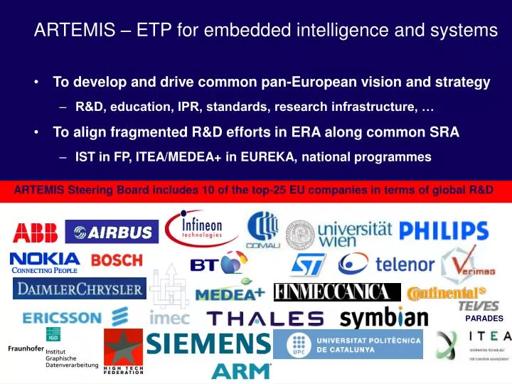 artemis etp for embedded intelligence and systems