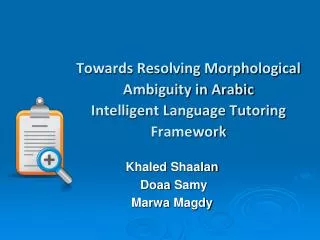 Towards Resolving Morphological Ambiguity in Arabic Intelligent Language Tutoring Framework