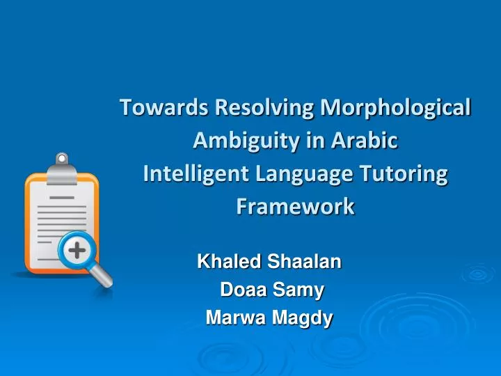 towards resolving morphological ambiguity in arabic intelligent language tutoring framework