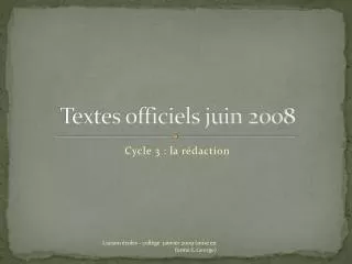 Textes officiels juin 2008