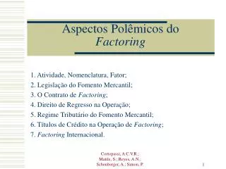 aspectos pol micos do factoring