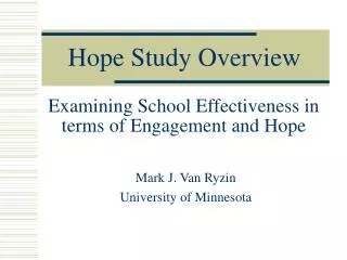 Hope Study Overview