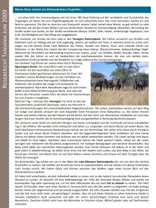 reisebericht tansania juni 2009