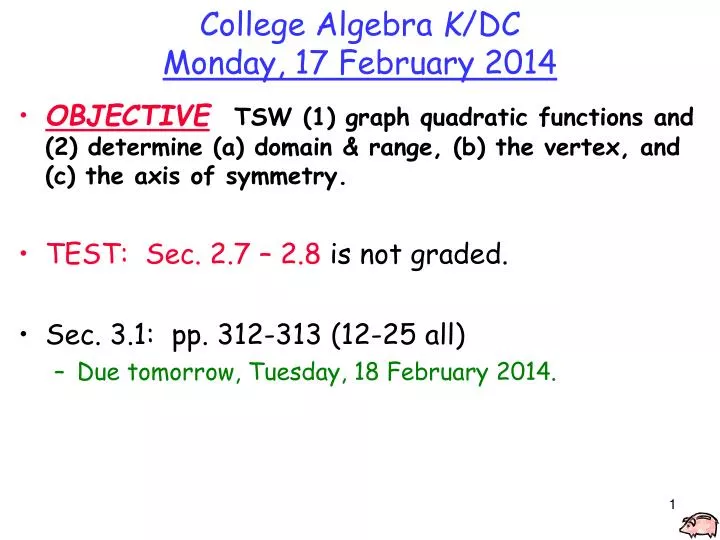 college algebra k dc monday 17 february 2014