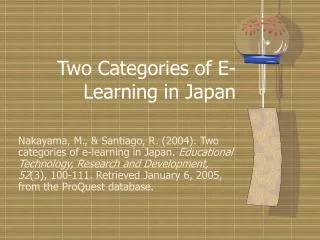 Two Categories of E-Learning in Japan