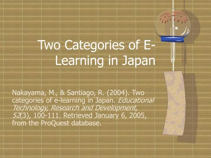 two categories of e learning in japan