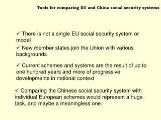 Tools for comparing EU and China social security systems