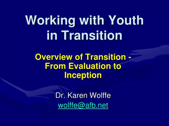 working with youth in transition