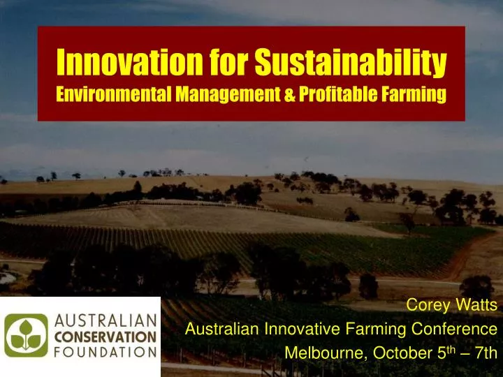 innovation for sustainability environmental management profitable farming