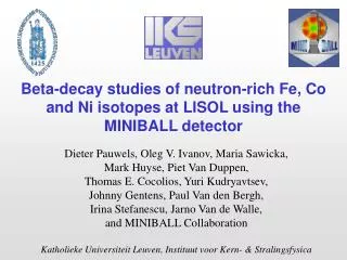 Beta-decay studies of neutron-rich Fe, Co and Ni isotopes at LISOL using the MINIBALL detector