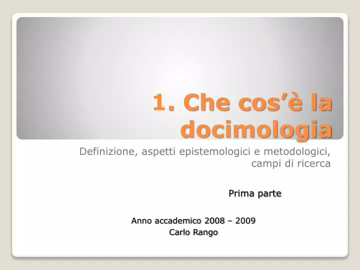 1 che cos la docimologia