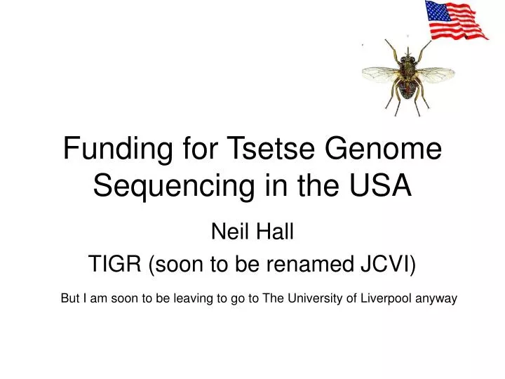 funding for tsetse genome sequencing in the usa