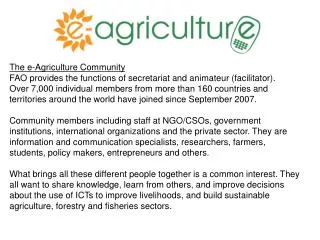 The e-Agriculture Community