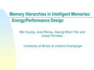 Energy/Performance Design