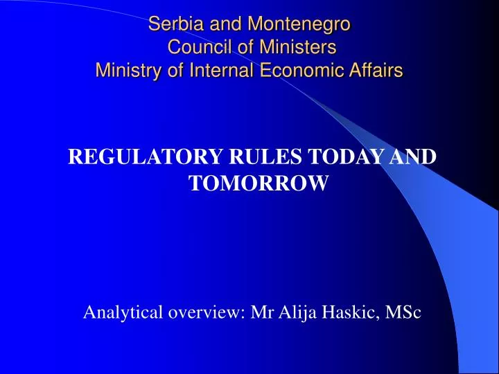 serbia and montenegro council of ministers ministry of internal economic affairs