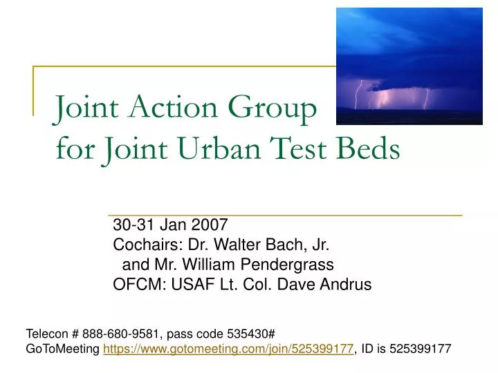 joint action group for joint urban test beds
