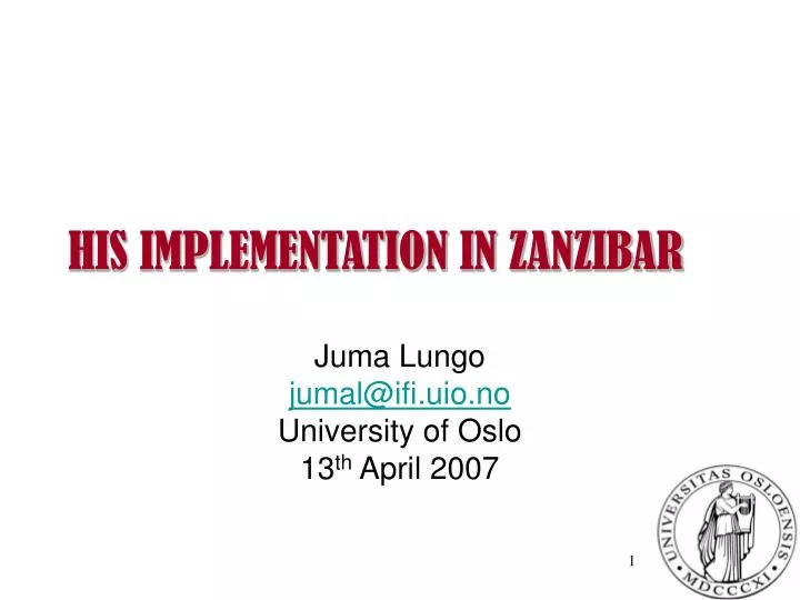 his implementation in zanzibar