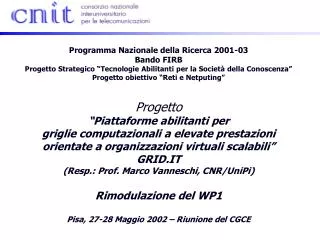 Programma Nazionale della Ricerca 2001-03 Bando FIRB