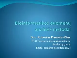 bioinformatikos duomen analiz s metodai
