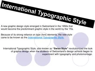 International Typographic Style