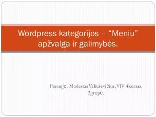 Wordpress kategorijos – “Meniu” apžvalga ir galimybės.