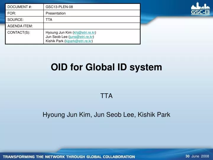 oid for global id system