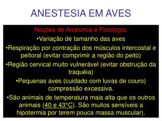 anestesia em aves