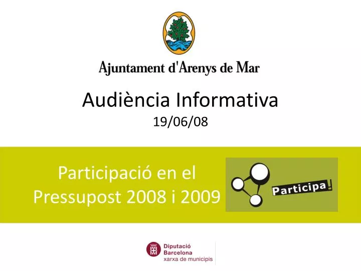 participaci en el pressupost 2008 i 2009