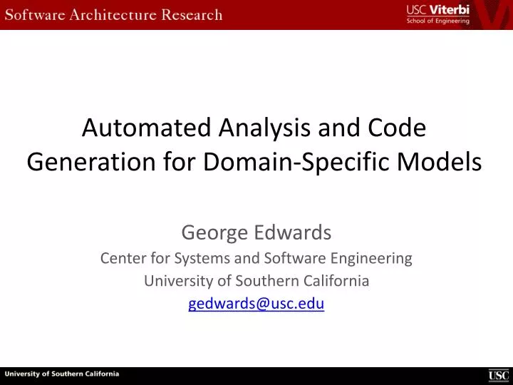 automated analysis and code generation for domain specific models
