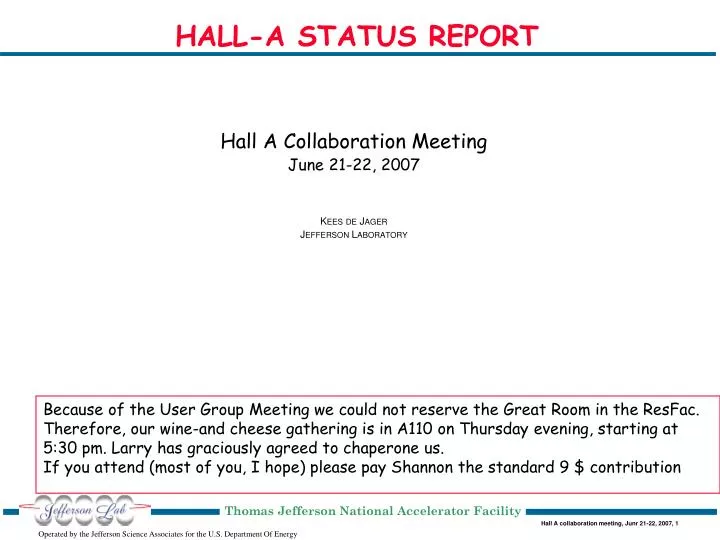 hall a status report