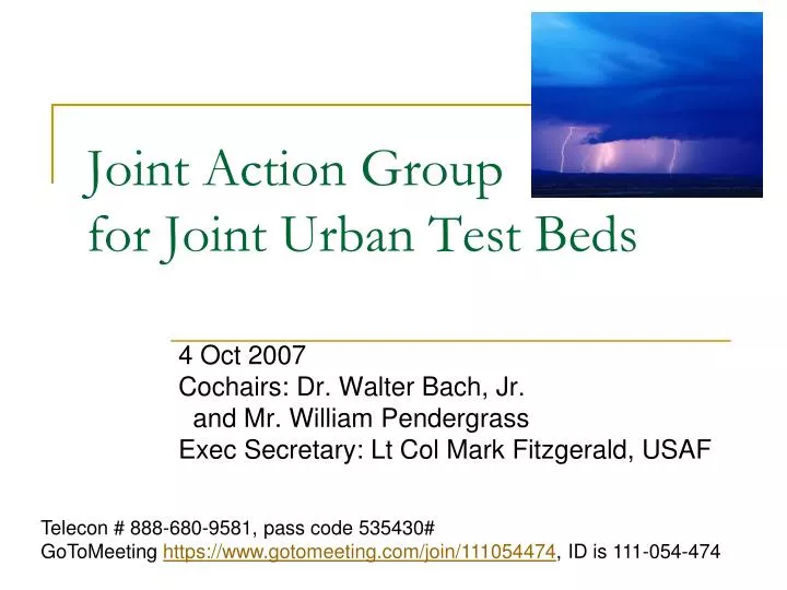 joint action group for joint urban test beds