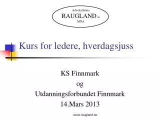 kurs for ledere hverdagsjuss