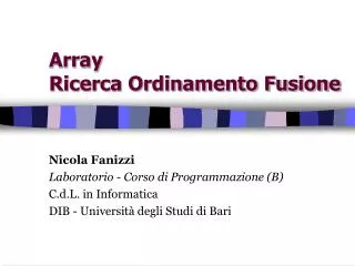 Array Ricerca Ordinamento Fusione