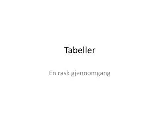 tabeller
