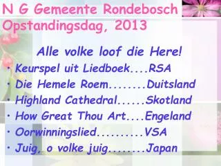 N G Gemeente Rondebosch Opstandingsdag, 2013