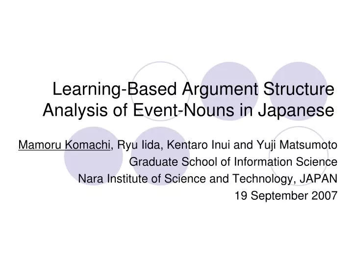 learning based argument structure analysis of event nouns in japanese
