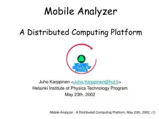 Mobile Analyzer A Distributed Computing Platform