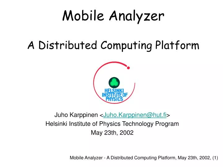 mobile analyzer a distributed computing platform