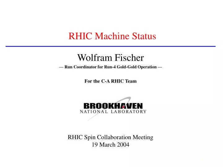 rhic machine status