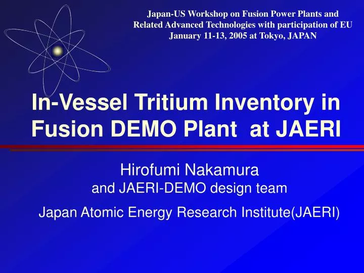 in vessel tritium inventory in fusion demo plant at jaeri